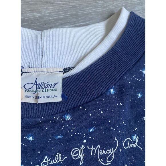 Vtg 90s Guardian Angel Faded AOP Sweatshirt Boxy Art Snow God Heaven Grunge - Picture 4 of 12